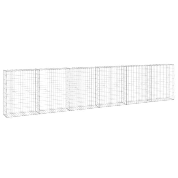vidaXL Mur en gabion avec couvercles Acier galvanisé 300x30x100 cm