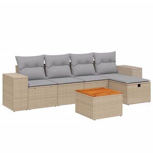 vidaXL Salon de jardin avec coussins 6Pièces mélange beige résine tressée