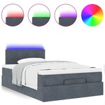 vidaXL Lit ottoman avec matelas et LED gris foncé 90x200cm