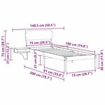 vidaXL Cadre de lit avec tête de lit Marron 75 x 190 cm Pin massif