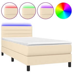 vidaXL Sommier à lattes de lit avec matelas LED Crème 80x200 cm Tissu