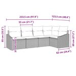 vidaXL Ensemble de Canapés avec coussin 5 Pièces Noir polyrotin