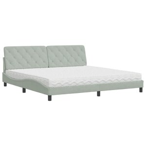 vidaXL Lit avec matelas gris clair 200x200 cm velours