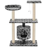 vidaXL Arbre à chat avec griffoir en sisal 95 cm Gris Motif de pattes