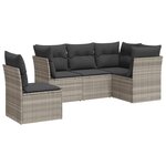vidaXL Salon de jardin 5 Pièces avec coussins gris clair résine tressée