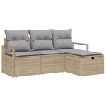 vidaXL Ensemble de Canapés de Jardin 4 Pièces avec Coussins Beige Rotin Poly