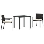 vidaXL Ensemble de Salle à Manger 3 Pièces de Jardin Noir Poly Rattan