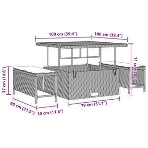 vidaXL Ensemble de canapé de jardin avec coussin 9 Pièces Noir polyrotin