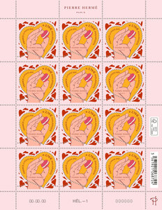 Feuille 12 timbres Coeur - Pierre Hermé Paris - 100g - Lettre verte