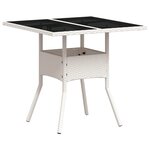 vidaXL Ensemble à manger de jardin et coussins 3 Pièces blanc rotin verre