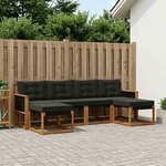 vidaXL Ensemble de canapés d'extérieur 6 pc Naturel et noir