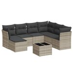 vidaXL Salon de jardin 8 Pièces avec coussins gris clair résine tressée