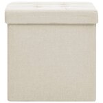 vidaXL Tabourets de rangement pliables lot de 2 blanc crème Faux lin