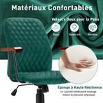 Fauteuil de bureau à roulette en velours style vintage elégant chaise pivotante réglable vert 20_0005814