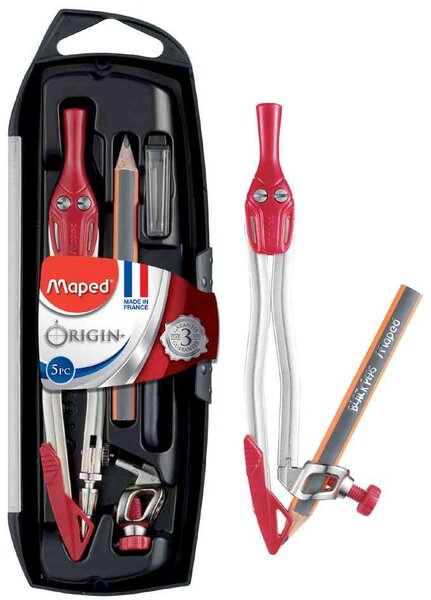 boîte à compas, 5 pièces, couleurs assorties MAPED