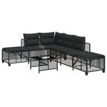 vidaXL Salon de jardin d'angle 3 Pièces avec coussins noir résine tressée
