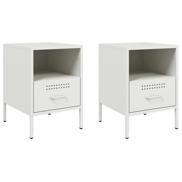 vidaXL Tables de chevet 2 Pièces blanc 36x39x50 5 cm acier laminé à froid