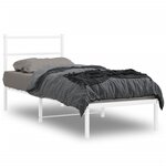 vidaXL Cadre de lit métal sans matelas avec tête de lit blanc 75x190cm