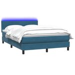 vidaXL Sommier à lattes de lit et matelas et LED bleu foncé 140x220cm velours