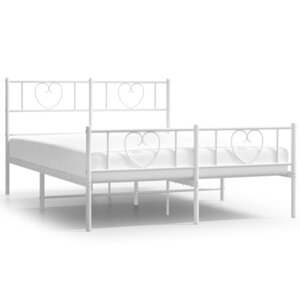 vidaXL Cadre de lit métal avec tête de lit/pied de lit blanc 135x190cm