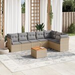 vidaXL Salon de jardin avec coussins 8Pièces mélange beige résine tressée