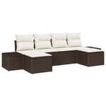 vidaXL Ensemble de canapé de jardin de 6 pièces avec coussins marron en rotin poly
