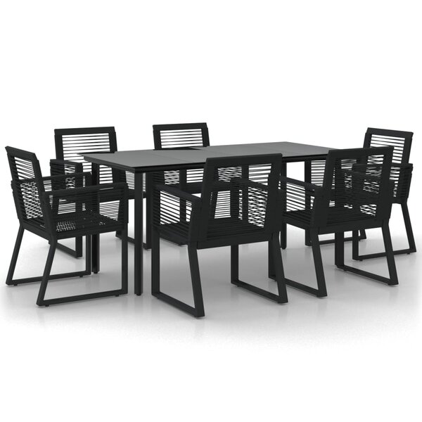 vidaXL Ensemble à manger de jardin 7 Pièces Noir Rotin PVC