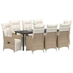 vidaXL Ensemble de salle à manger pour jardin 9 Pièces Beige polyrotin