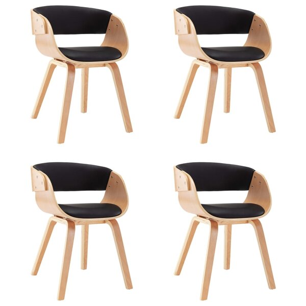 vidaXL Chaises à manger lot de 4 noir bois courbé et similicuir
