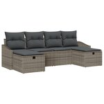 vidaXL Ensemble de canapés de jardin 6 pièces avec coussins gris poly rotin