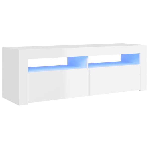 vidaXL Meuble TV avec lumières LED blanc brillant 120x35x40 cm