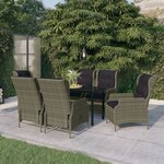 vidaXL Ensemble à manger de jardin 7 Pièces Marron