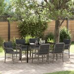 vidaXL Ensemble de salle à manger de jardin 7 pièces avec coussins en rattan poly gris