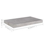 vidaXL Étagère murale flottante gris béton 50x23x3 8 cm MDF