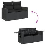 vidaXL Canapé de jardin avec coussins 2 places noir résine tressée