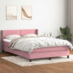 vidaXL Sommier à lattes de lit avec matelas rose 160x220 cm velours