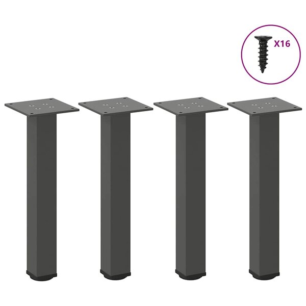 vidaXL Pieds de table basse 4 pièces Anthracite 30-32 cm Acier