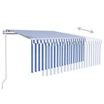 vidaXL Auvent rétractable automatique avec store 3 5x2 5 m Bleu blanc