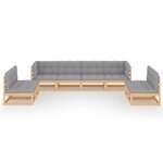 Salon de jardin meuble d'extérieur ensemble de mobilier 8 pièces avec coussins bois de pin massif 02_0017518