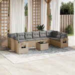 vidaXL Salon de jardin 11 Pièces avec coussins beige résine tressée