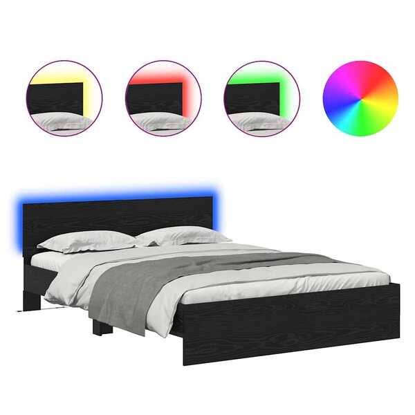 vidaXL Cadre de lit Chêne noir 150 x 200 cm Bois d'ingénierie