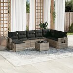 vidaXL Salon de jardin 9 Pièces avec coussins gris clair résine tressée