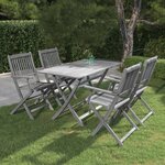 vidaXL Ensemble à manger de jardin 5 Pièces Bois d'acacia massif Gris