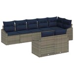 vidaXL Ensemble de canapé de jardin 8 Pièces Gris et bleu marine