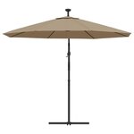 vidaXL Parasol en porte-à-faux LED et mât en acier 300 cm Taupe