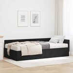 vidaXL Cadre de lit d'angle avec matelas 2 pc Noir 90 x 200 cm Velours