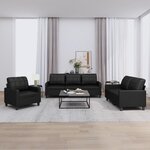 vidaXL Ensemble de canapés 3 Pièces avec coussins Noir Similicuir