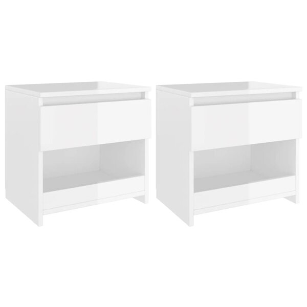 vidaXL Tables de chevet 2 Pièces Blanc brillant 40x30x39 cm Aggloméré