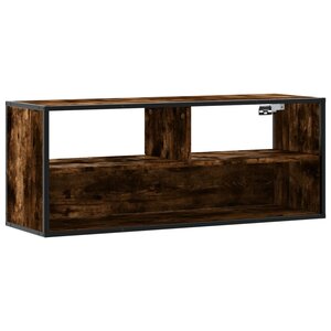 vidaXL Meuble TV chêne fumé 100x31x39 5 cm bois d'ingénierie et métal