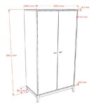 Ensemble Chambre ilyas lit 90x200 + chevet + armoire 2 portes + commode